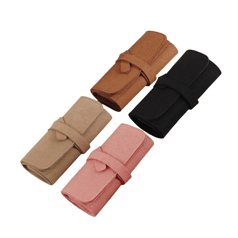 صندوق مجوهرات السفر المحمول صندوق مجوهرات قابل للطي لفة للمجوهرات سوار حلقة القلائد القرط حقيبة التخزين لحقائب السفر #2