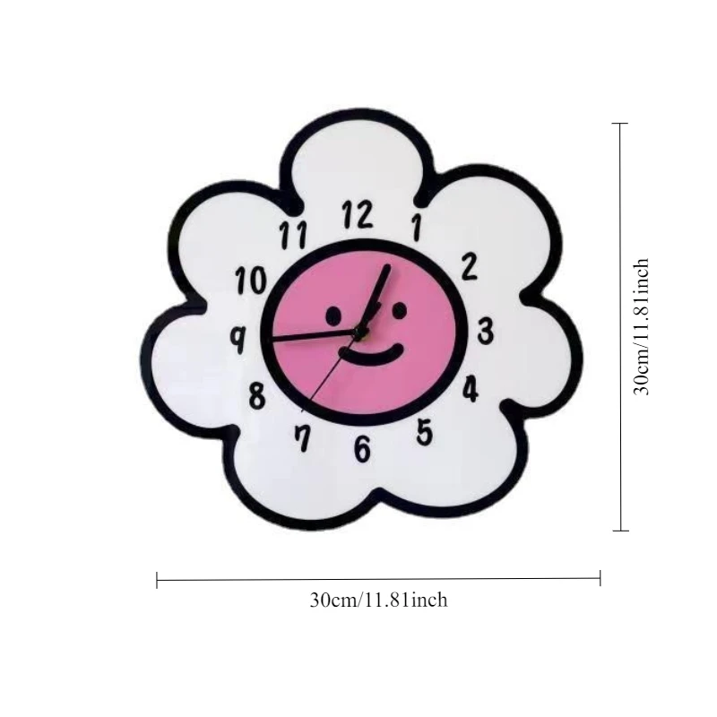 30cm Creative Flower Cartoon Silent Decorative Wall Clock for Living Room and Bedroom- Simple Clock