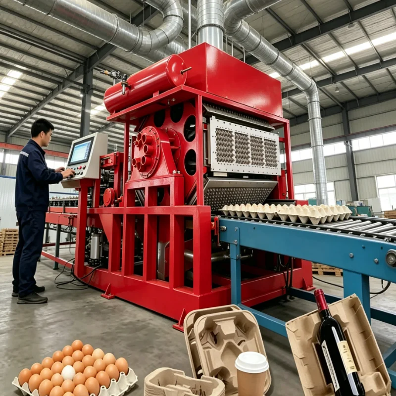 Customized Egg Box Pulp Molding Machine Automatic Forming Equipment For Apple Pear Orange Fruit Tray Production