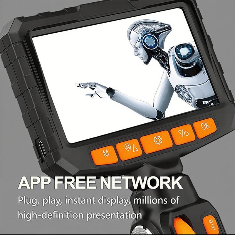 360° Two-Way Articulating Endoscope 4.3 inch Display Inspection Borescope Camera 6.0MM HD 1080P Snake Camera for Automotive