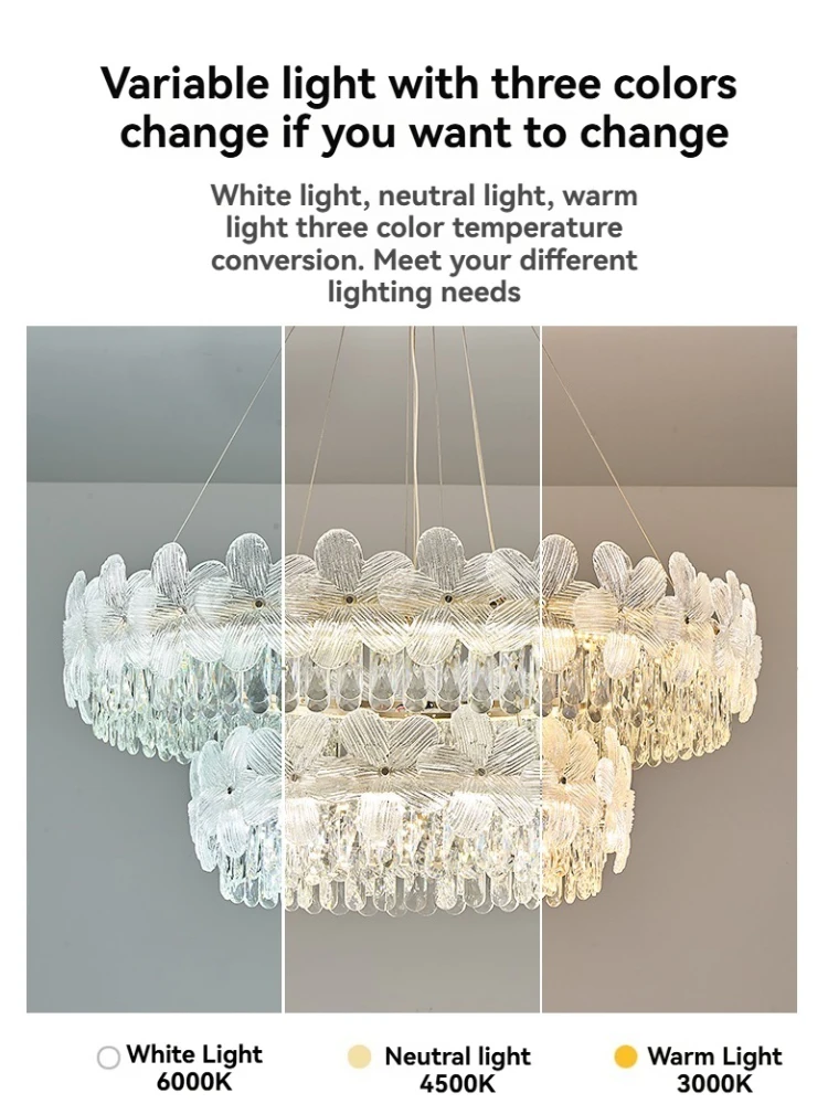 Double-layer Flower Crystal Ceiling Lights Chandelier Modern Gold Hotel Living Room Decor Lights Fixture Round Pendant Light