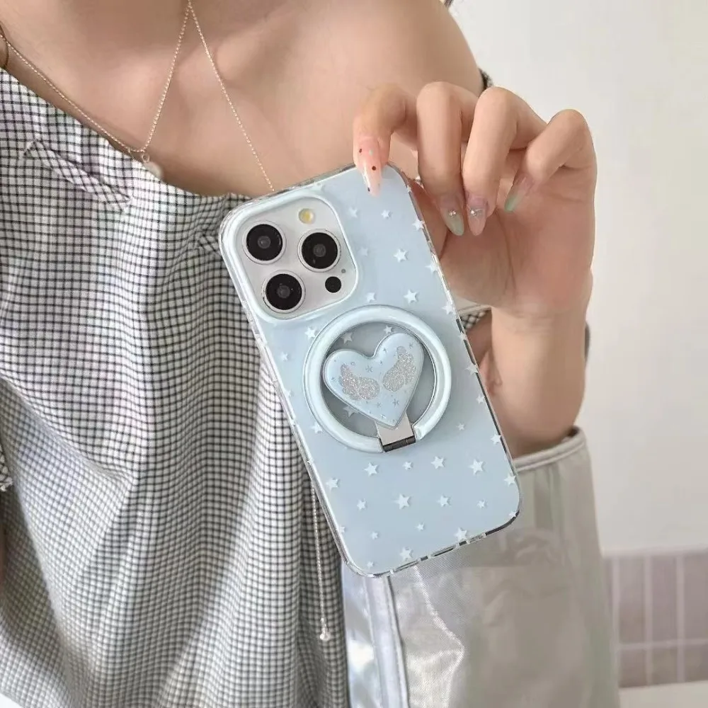 

Милый мультяшный блестящий крыло любви, магнитная ручка для телефона, подставки для IPhone, Samsung, Motorola, Google, универсальная подставка