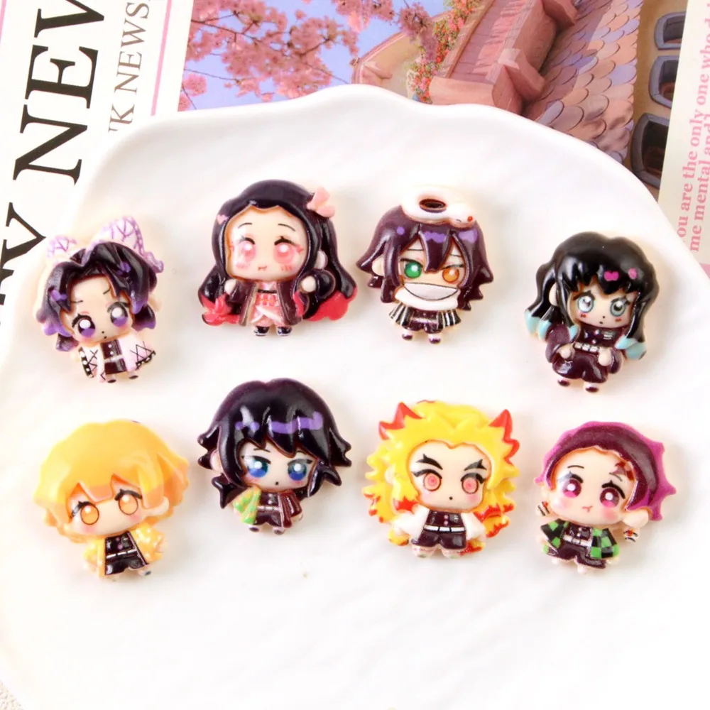 Demon Slayer Anime Chibi Resin Charms, DIY Decoden Phone Case & Keychain Accessories, Bag Pendant Gift