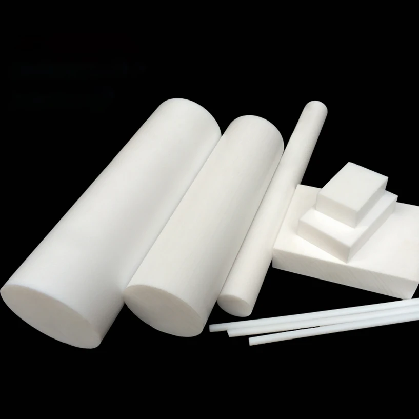 قضيب PTFE من البوليستر الأبيض رباعي فلورو إيثيلين، قطر 8-70 مم PTFE قضيب دائري صلب