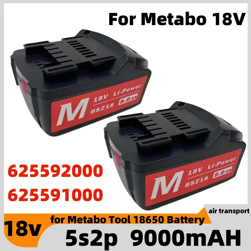 

Bateria para ferramenta elétrica sem for Metabo, Drivers de broca, Martelos de chave, 18V, 9000mAh, 9.0Ah, 625592000, 625591000