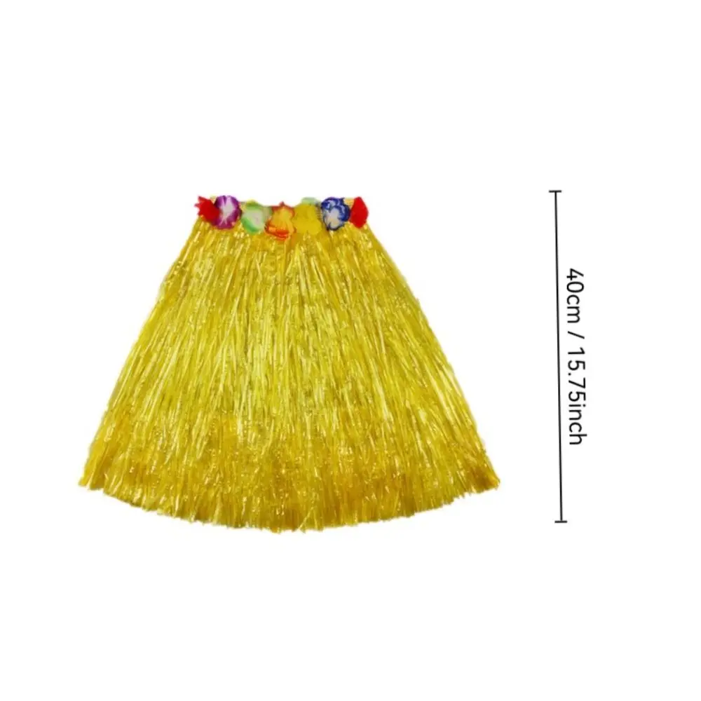 5pc/set Garland Headband Bracelet Hawaii Fancy Dress Costume Set Hula Show Grass Skirt 40CM Plastic Fiber Grass Dress Women