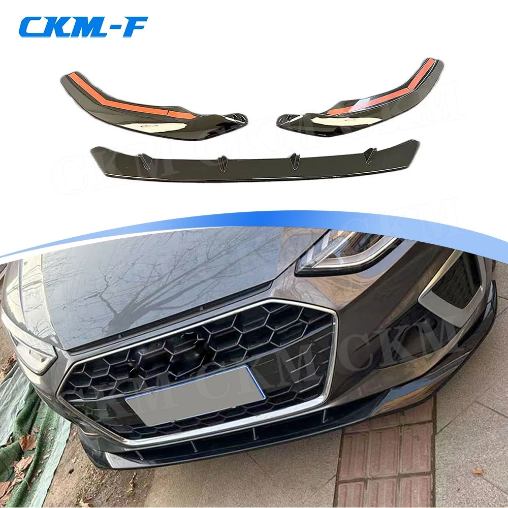 

for Audi A4 Sline S4 2020-2025 non Standard 3PCS Car Front Bumper Lip Chin Spoiler Front Bumper Canard Lip Splitter ABS BodyKits