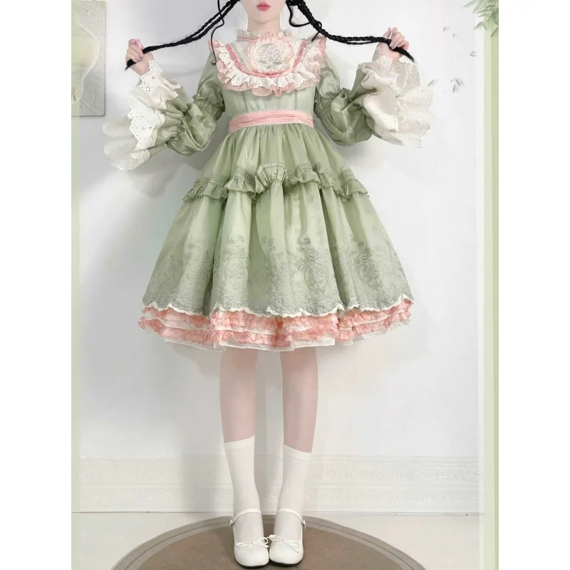 Japońska sukienka Cos Kawaii Lolita kobiety wiktoriański Vintage suknie ślubne księżniczka Party dziewczęca koronkowa kokarda elegancka odzież Lolita