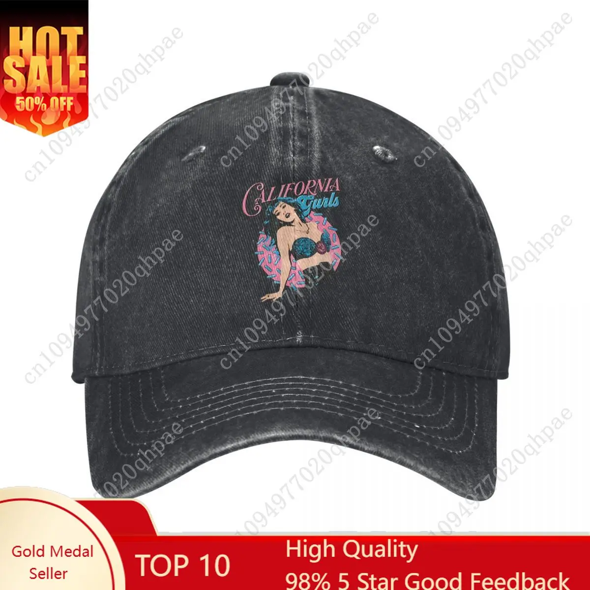 Vintage Katy Perry California Gurls Baseball Caps Men Women Distressed Cotton Snapback Singer Pop Outdoor Activities Caps Hat