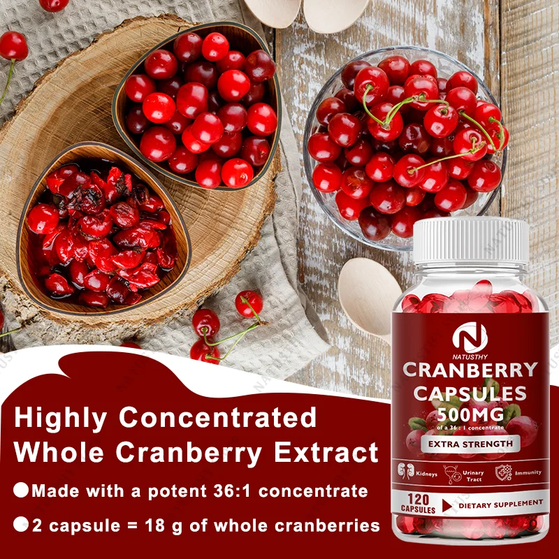 Cranberry Extract Supports Urinary System Health, Bladder Health Potent Antioxidant Rich Vitamin C - Everyday Cranberry Capsule