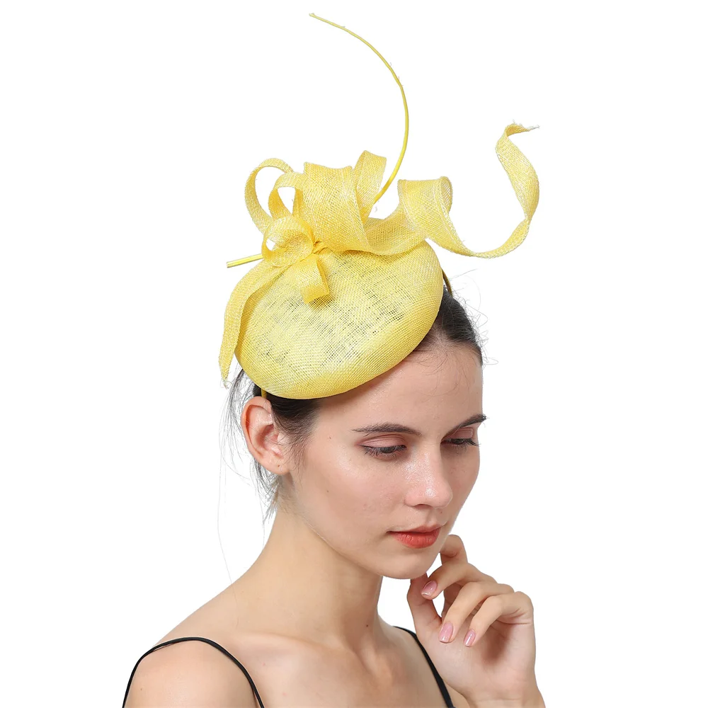 High Quality Sinamay Wedding Elegant Women Millinery Occasion Hair Accessories Fascinators Gorgeous Fedora Headband With Flower