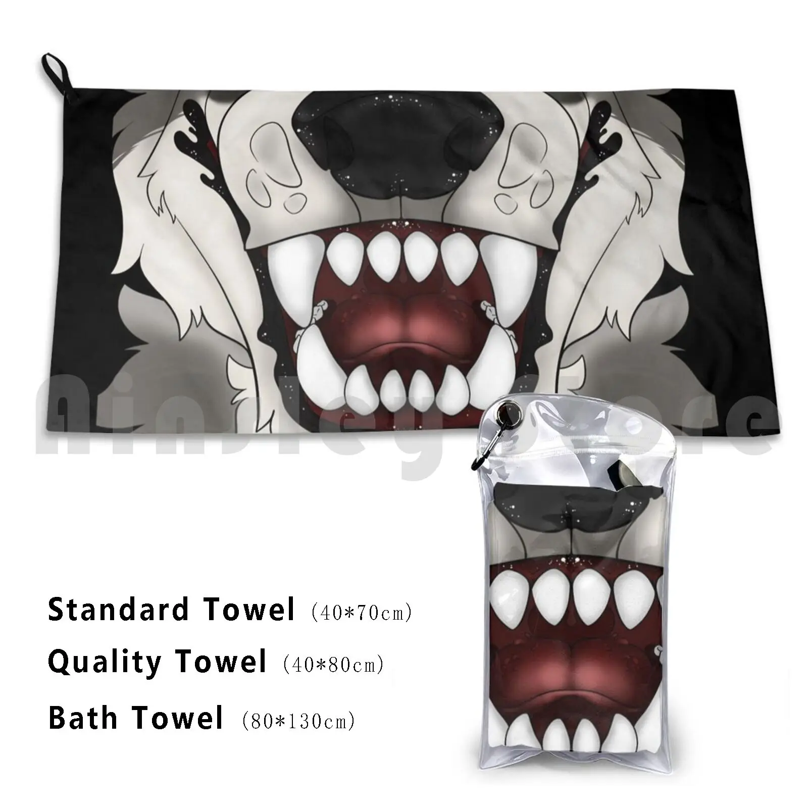 Wolf Maw Bath Towel Beach Cushion Wolf Maw Teeth Furry