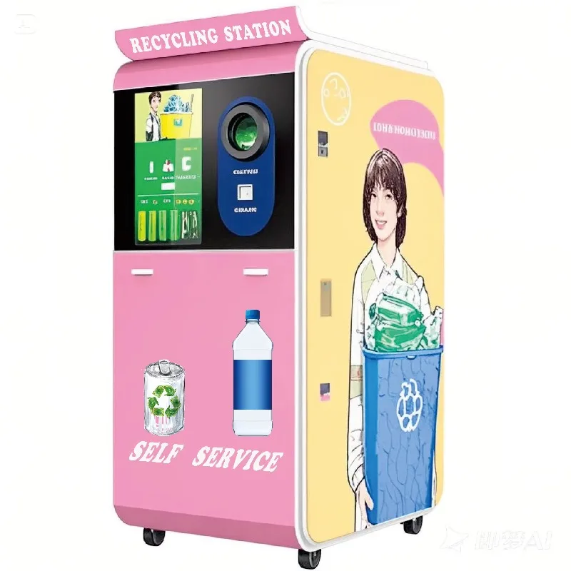 Smart AI Reverse Vending Machine RVM SDK Enabled Recycling Boxes Cans Bottles Barcode Scanner Touchscreen Customized