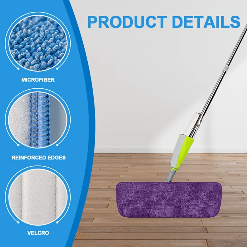 6PCS Reusable Mop Refill Pads For Swiffer Power Mop, Microfiber Power Mop Refills Machine Washable Power Mop Pads Durable