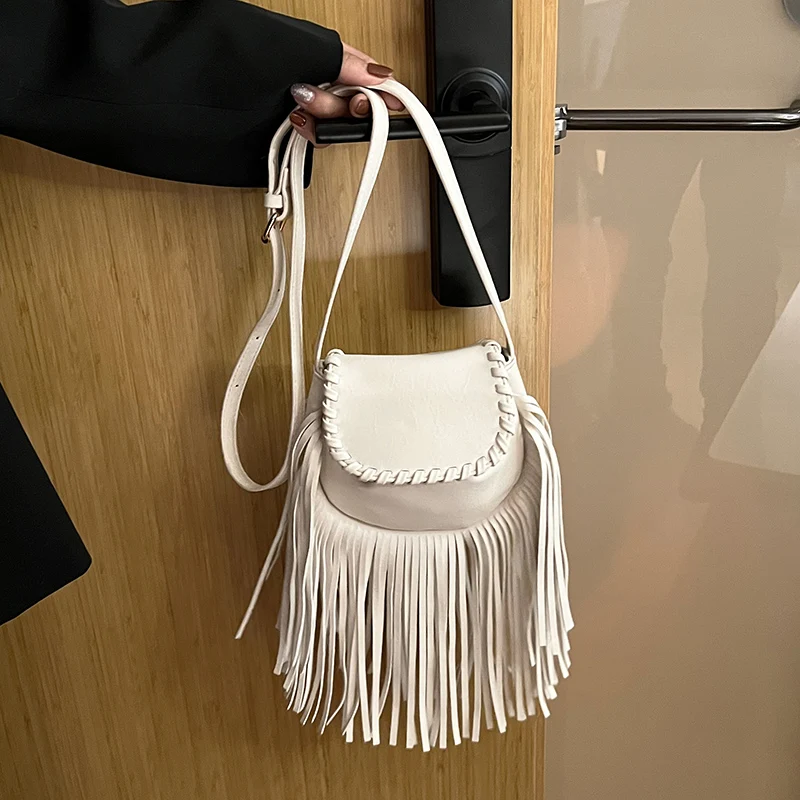 Fashion Tassel Women Crossbody Bag For Women Simple Design Phone Purse Pu Leather Luxury Handbag Mini Bag Flap Messenger Bag Sac