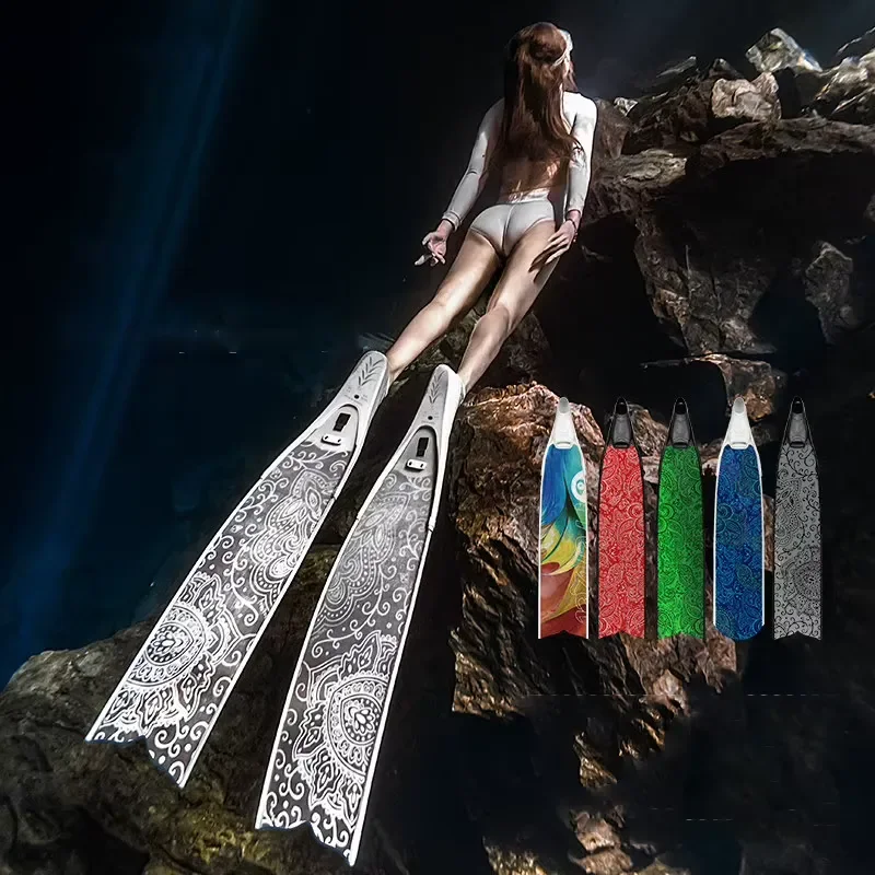 Long Blade Swim Fins Fiberglass Coated Unisex Diving Snorkeling Spearfishing Gear High Quality Flexible Foot Pockets Training