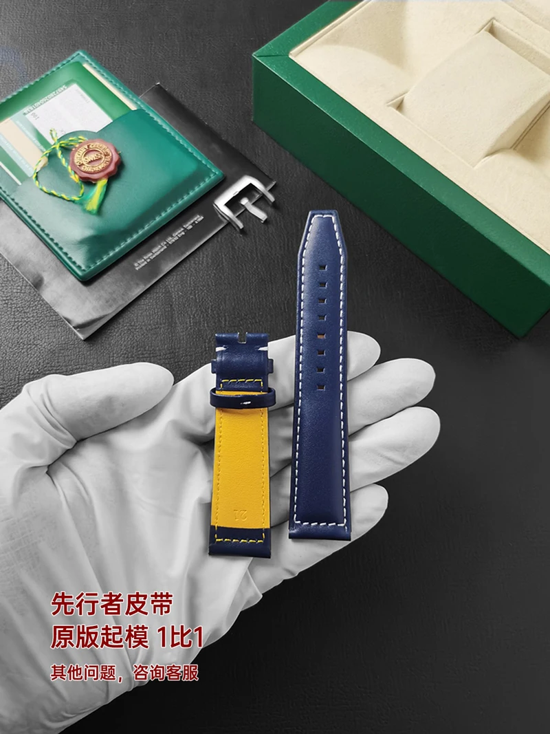 FUYIJIA Men Custom L-ongines L3.810 Original Watchband 22MM×19MM 21MM×19MM Flat Interface Cowhide Strap Pin Buckle Calfskin Belt