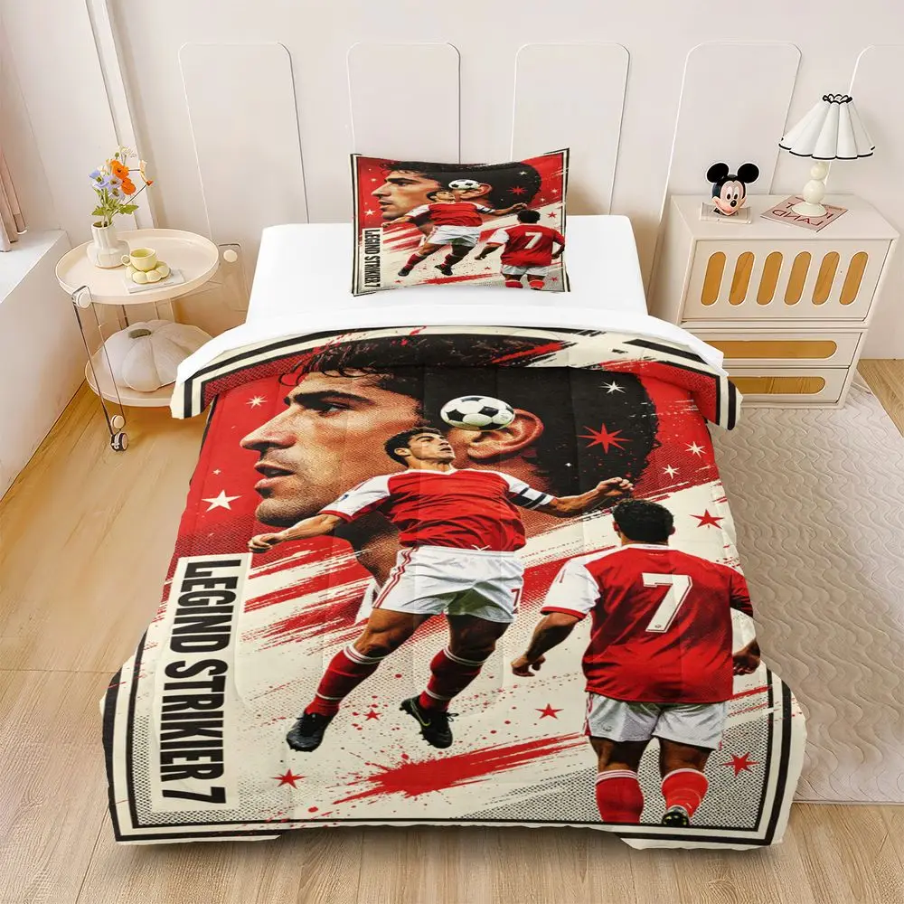 Retro Legend No.7 Striker Digital Print Comforter Set Microfiber Bedding Set with Pillowcase For Teen Adult Bedroom Dorm Decor