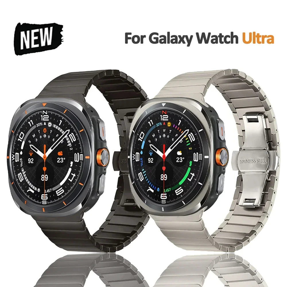

Titanium Butterfly Clasp Strap for Samsung Galaxy Watch Ultra 47mm Men Luxury Bracelet for GALAXY WATCH 47MM ULTRA 7 No Gap Band