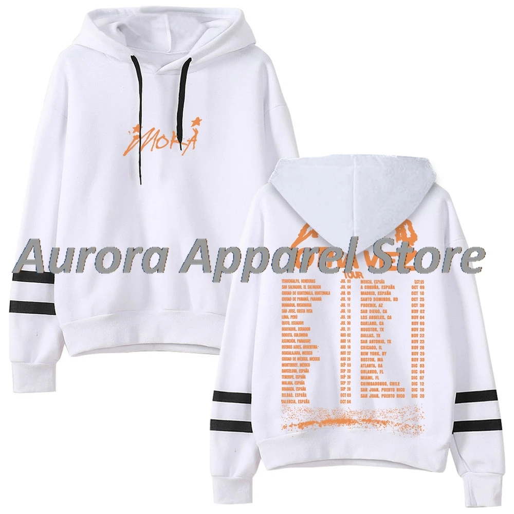 سترة Mora Lo Mismo De La Otra Vez World Tour بغطاء للرأس بدون جيوب وأكمام متوازية ملابس الشارع الشهير