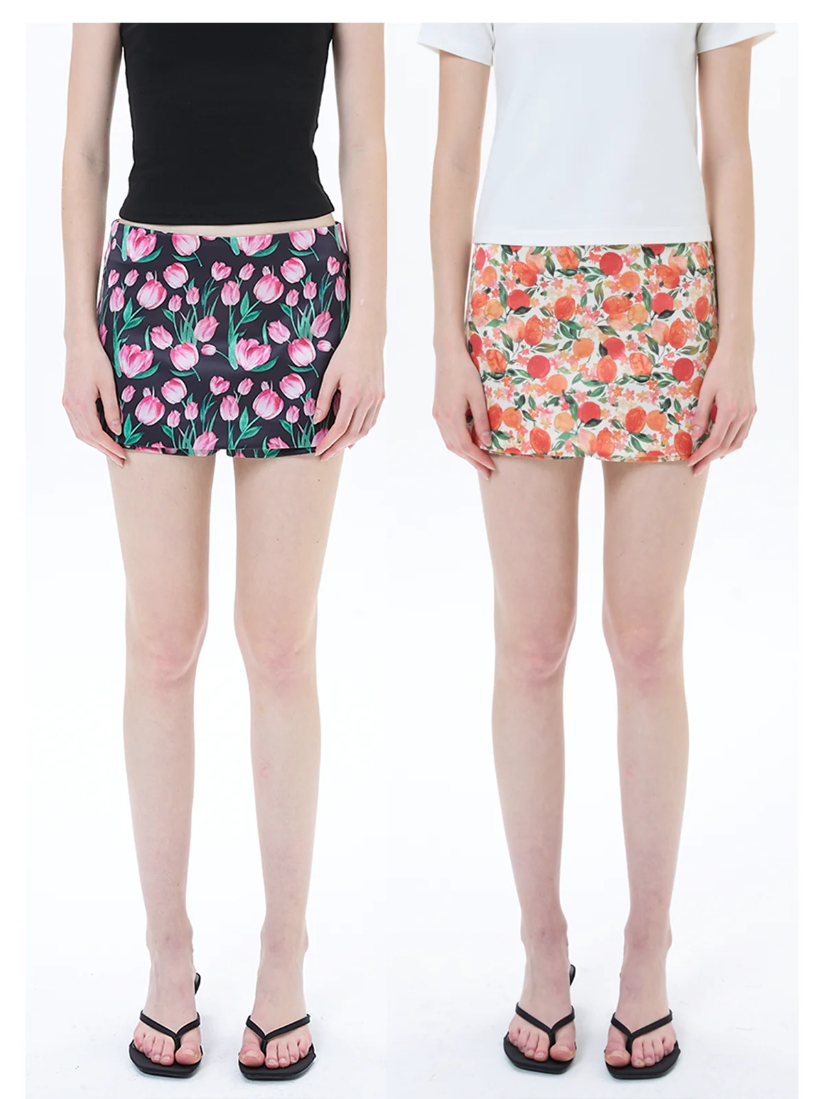 

Low Waist ort Printed Satin Skort for Girls Floral Fruit Patterned f Skirt Ci Commute Suitable Skirt for Women