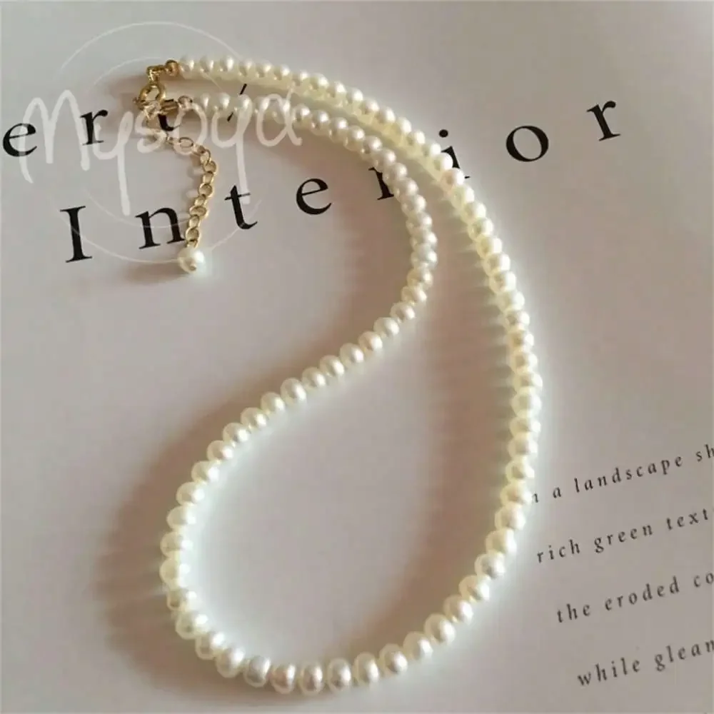 

MYSOYA White Freshwater Pearl Necklace 5-6mm Pearls Gift Box Gift for Her Wedding Jewelry Christmas New Year Birthday Gift