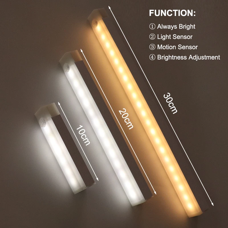 Wireless Motion-Activated LED Night Light Auto-Sensing Backlit Safety for Household Staircase Bedroom Energy Efficient