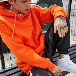 Brand Men Orange Spring Autumn Casual Hoodies Men's Sweatshirts Long Sleeve Solid Color Hooded Sweatshirt Male Pure cotton