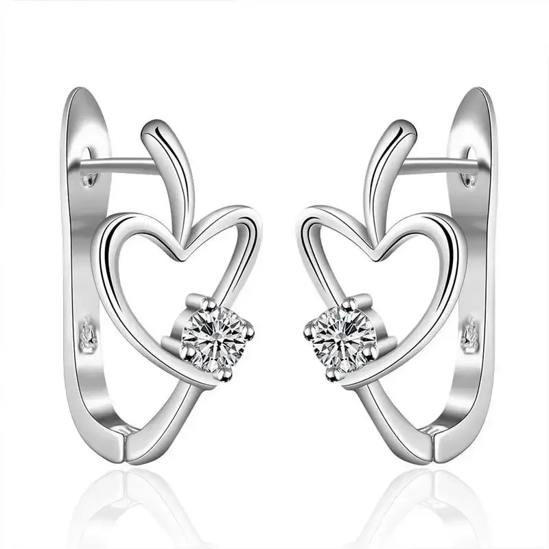 

Fine 925 Sterling Silver Earrings Fashion Cute Nice Noble Luxury Elegant Women Shiny Crystal Zircon Earring