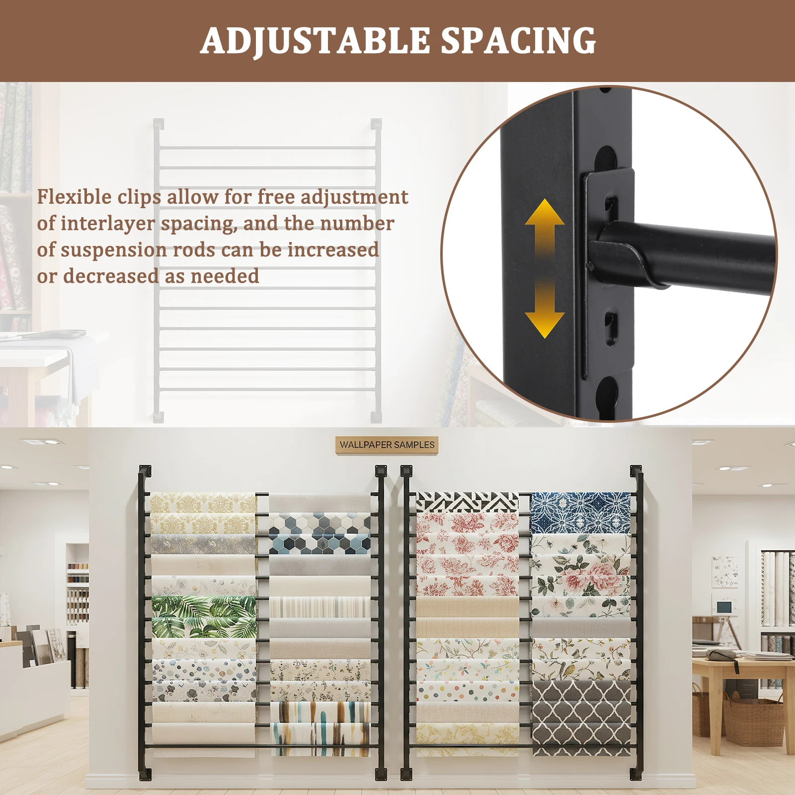 

Fabric Spool Craft Stand 13 Rolls Vinyl Roll Holder with Adjustable Hanging Rod for Transfer Paper Tape Wallpaper Window Film