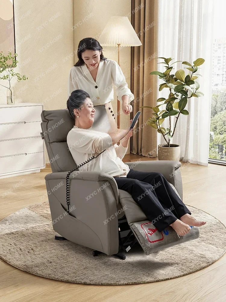 أريكة كهربائية وظيفية لغرفة المعيشة من الدرجة الأولى من الجلد الطبيعي، دعم ذكي، احترام واحد للأريكة المسنين #3