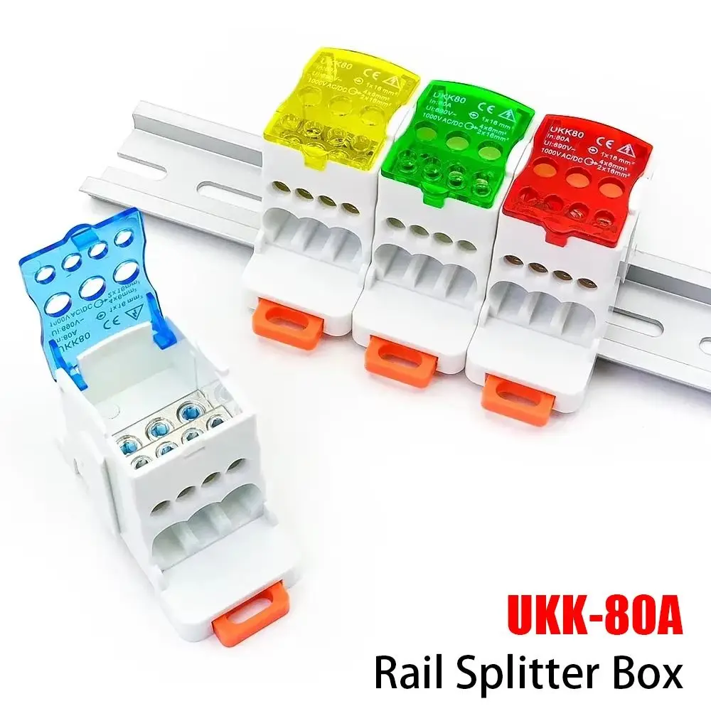 1 adet Dayanıklı Yüksek Akım UKK-80A Splitter Kutusu Bağlantı Din Bir Çeşitli Çıkış Tel Konnektör Raylı Tek Kademeli Terminal Bloğu