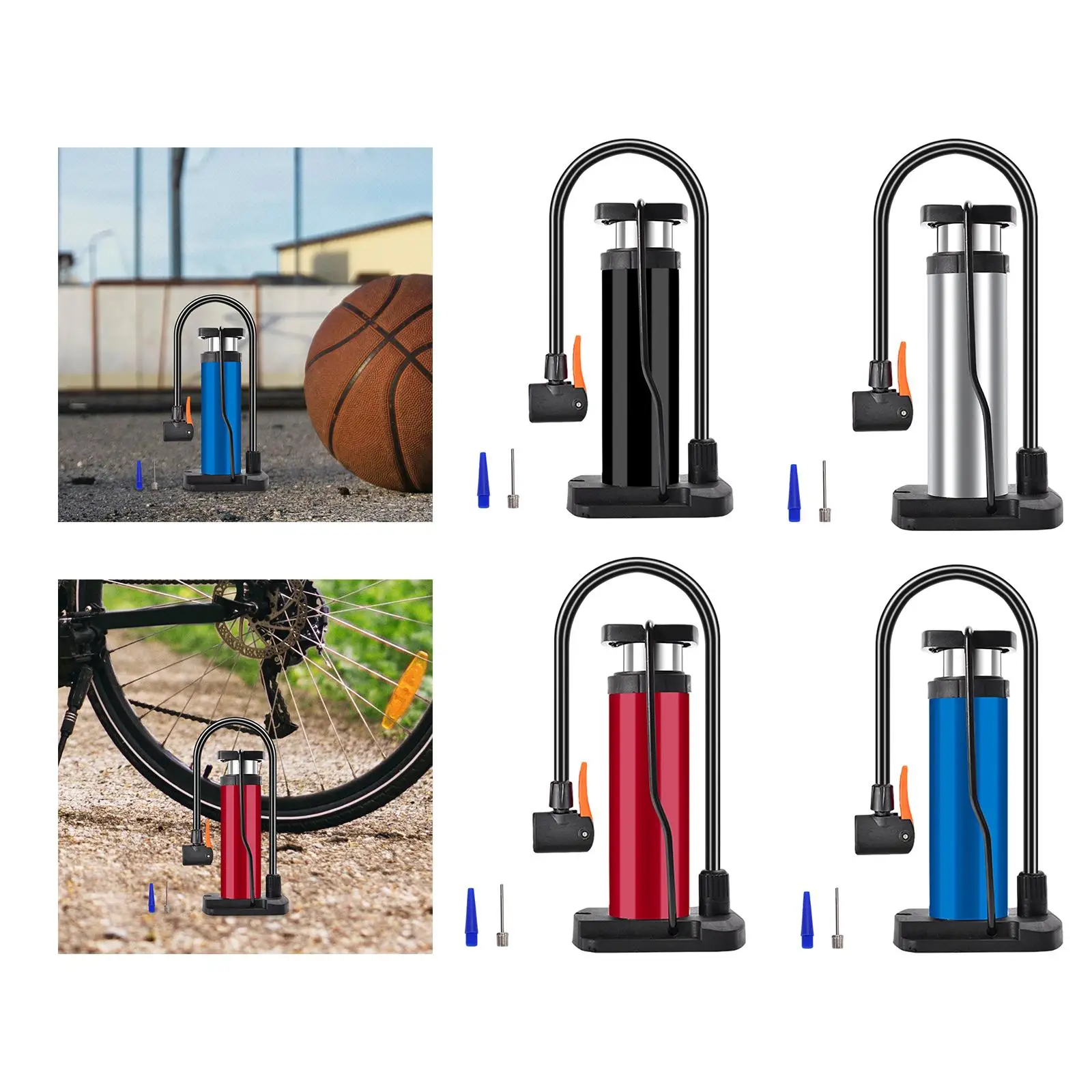 مضخة دراجة مع فوهات منفاخ هواء محمول عالي الضغط لكرات السلة والدراجات النارية والدراجات النارية #1