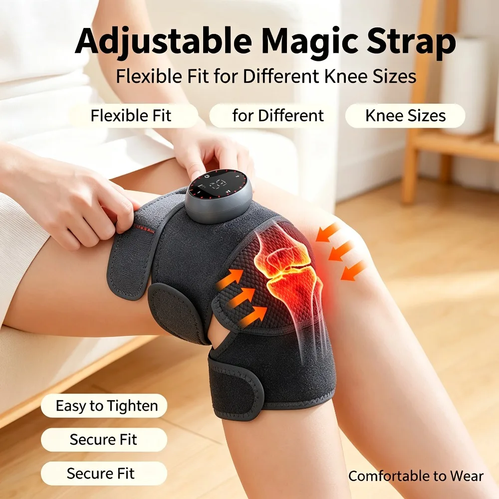 3-in-1 Electric Heating Knee Pad Massager for Shoulder Elbow 5-level Vibration Hot Compress Cordless Massage Muscle Joint Relax