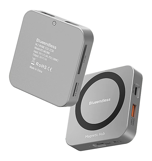 

USB-C 3.2 Hub Type-C Multiport Adapter Docking Station 4K60Hz 100W PD SD/TF 3.0 For M.2 NVME 2230 Magnetic SSD Enclosure 10Gbps