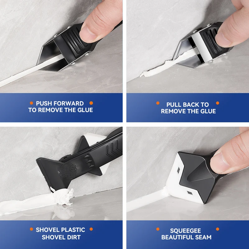 Raschietto angolare per colla per vetro utensili a mano strumento per calafataggio legante per pala pala in gomma multifunzionale rimozione del Silicone pala per cucitura angolare