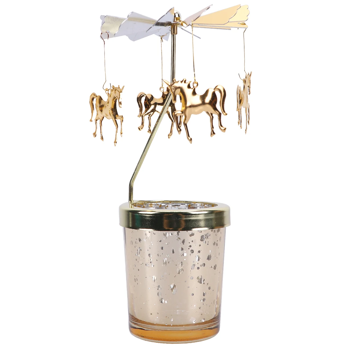 

Golden Glass Rotating Stand Holder Romantic Desktop Decoration Dinner Table Ornament for Home Office Gift