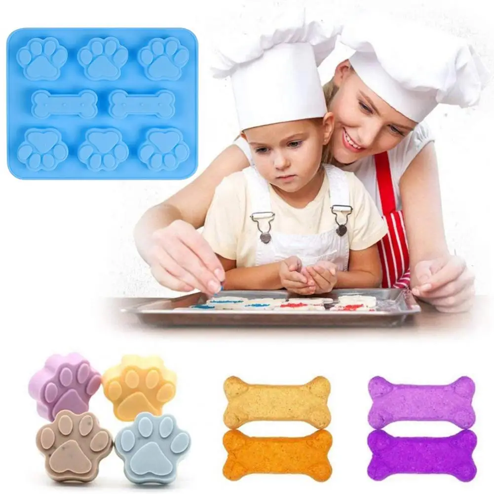 Bone-shaped Cake Mold Heat-resistant Dog Paw Silicone Mold Food Grade Non-stick Cake Chocolate Mold Free Kitchen Baking Supplies