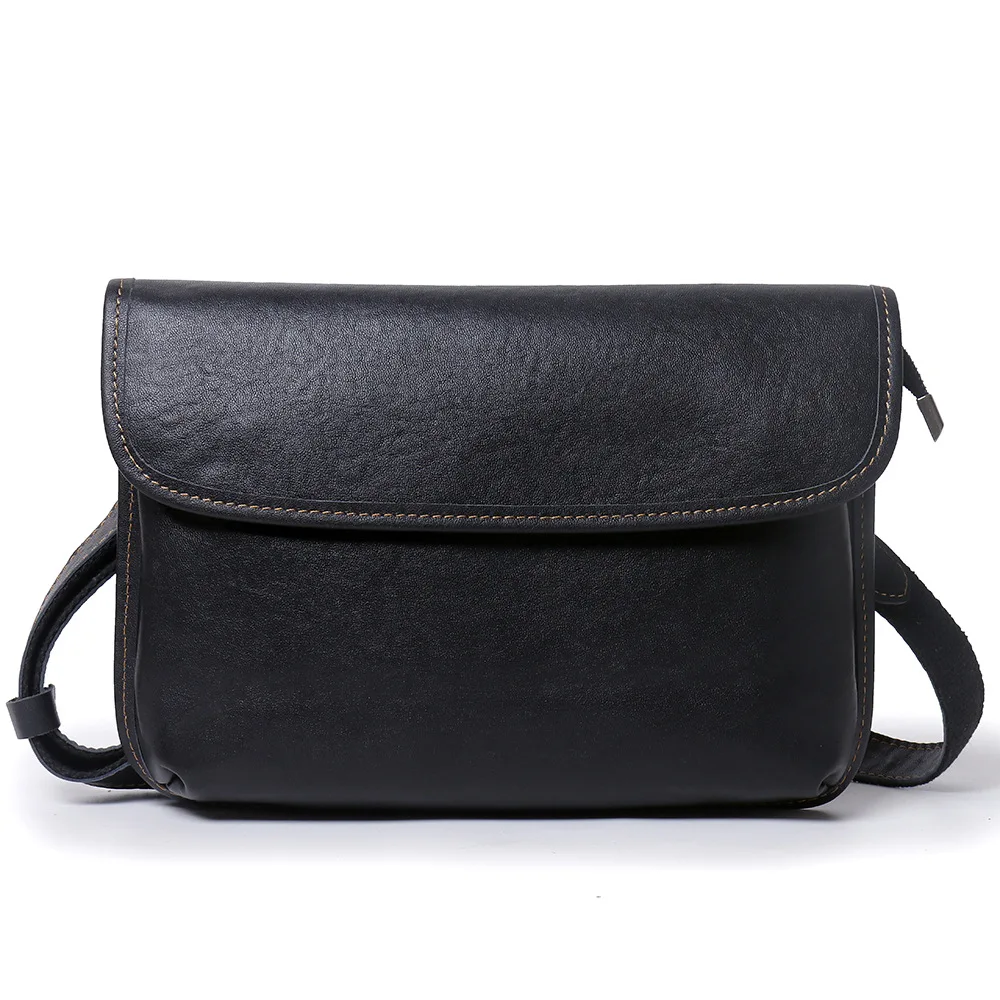 Leather Casual Men's Shoulder Bag With Cross Cut Vegetable Tanned Top Layer Cowhide Crossbody Bag