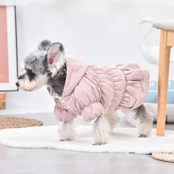 New Pet Winter Warmer Cotton coat Pleated Bubble Coat Two Legged dog clothes Pet Hooded for samll medium dog