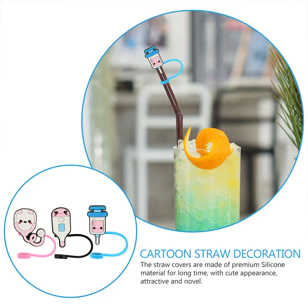 

12Pcs Silicone Straw Covers Reusable Dust-Proof Caps for Tumblers Protective Tips End Plugs Decorative Reusable Drinking