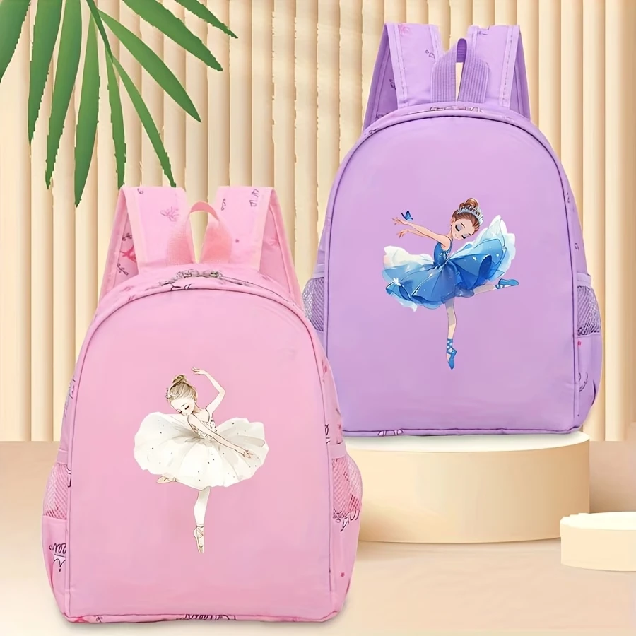 

A cute mini backpack with a cartoon ballet dancer print, perfect for back-to-school season and everyday use when going to school