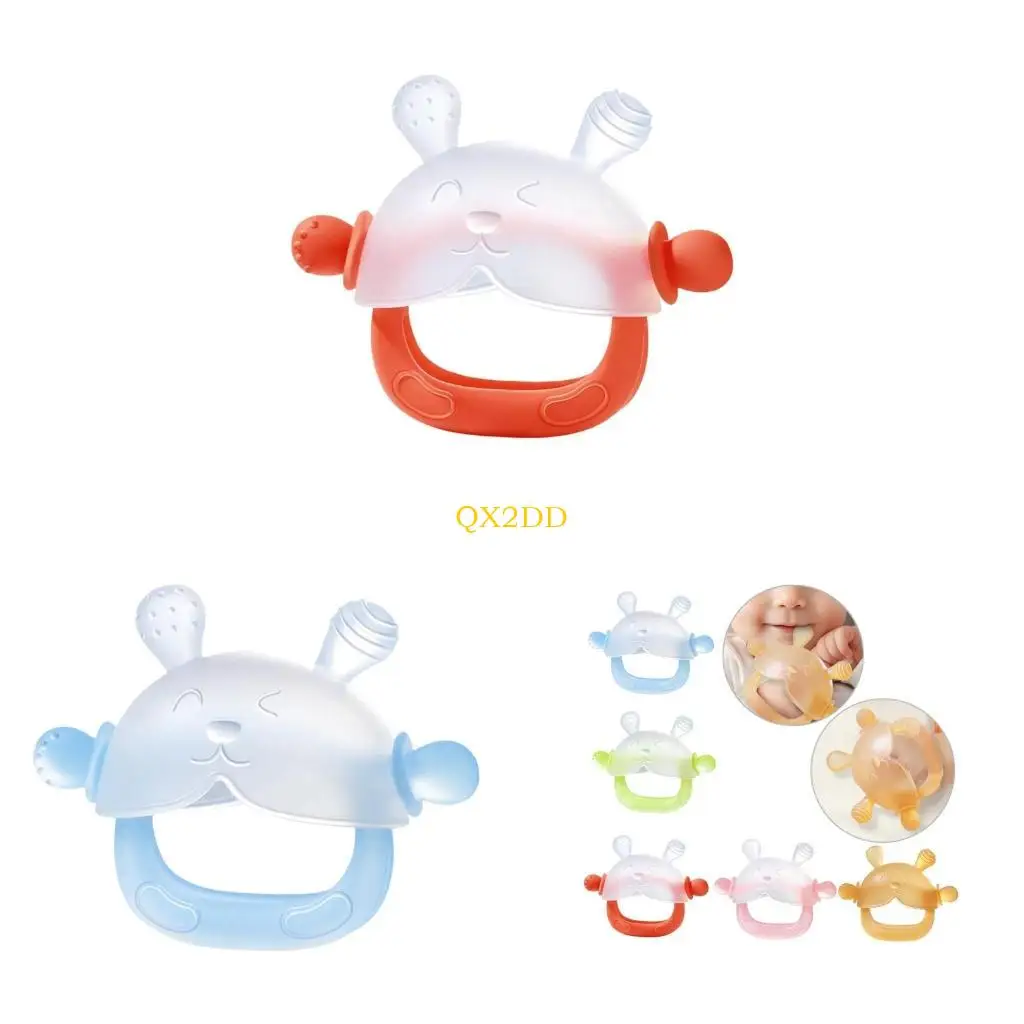 

QX2D Silicone Baby Teether Soothing Teether Educational Sensory Toy for Infant Teether Animal Pattern Teether