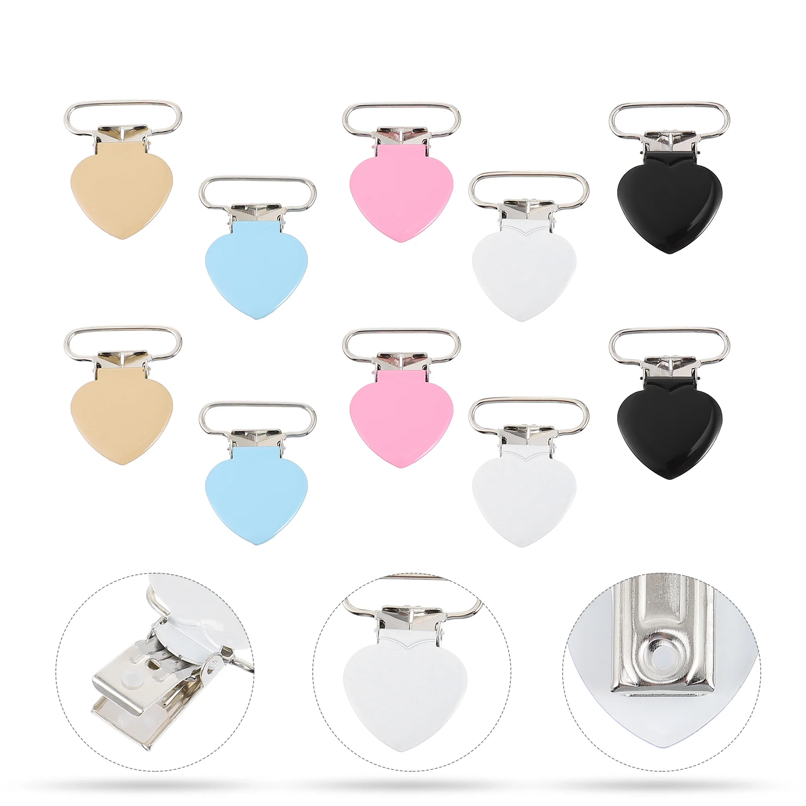 10 Pcs Strap Clip Pacifier Metal Teether Holders DIY Nursing Accessories Suspender Clips Colorful Creative Chain Child