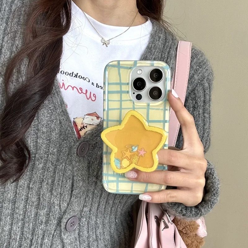 

Универсальная подставка для телефона, корейская мультяшная песчаная звезда Griptok для IPhone 17, расширяющаяся подставка Samsung и ручка, аксессуары для мобильных устройств