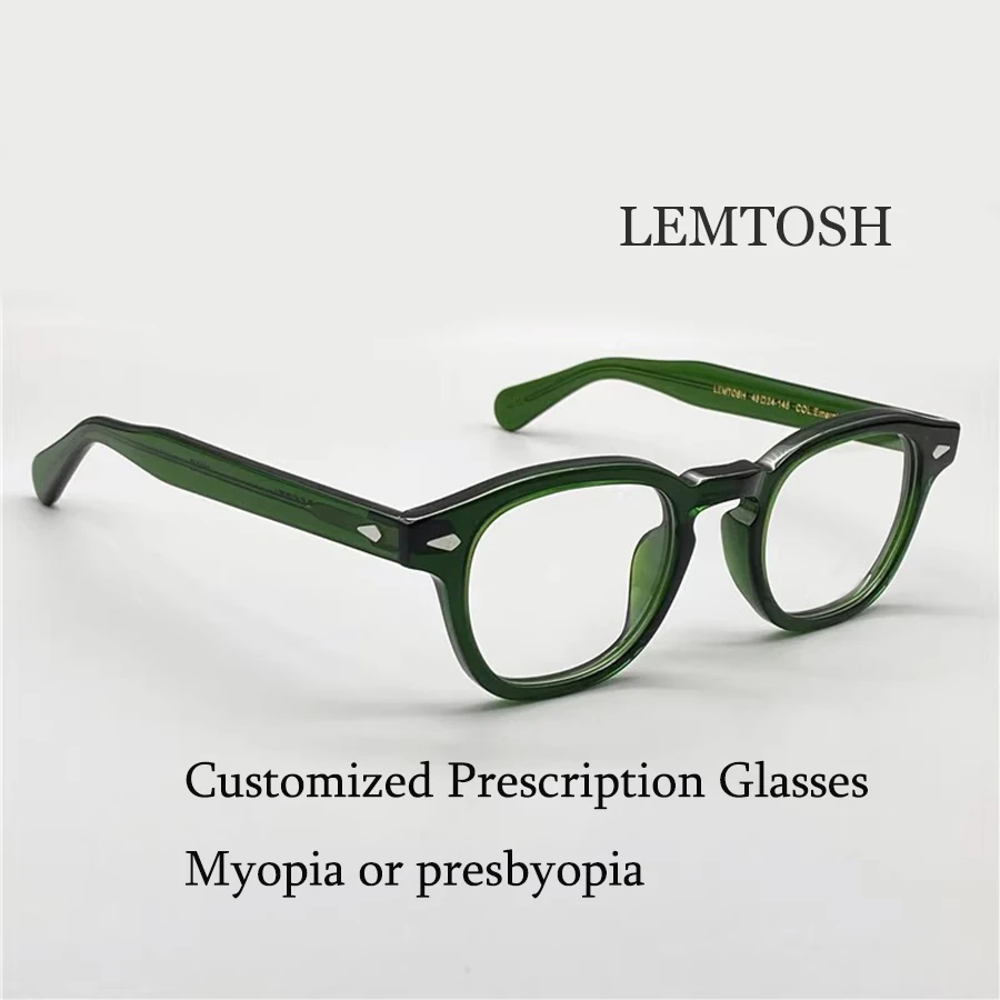 Customized Prescription Glasses Men Frame Johnny Depp Lemtosh Photochromic Anti-Blue Light Myopia Hyperopia Round Eyeglasses