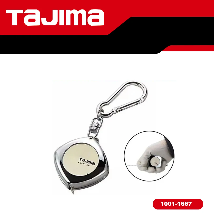 Cinta Métrica Mini TAJIMA de 1/2/3m de Longitud y 6mm de Ancho, Herramienta de Llavero de Aluminio 1001-1667/1001-1668/1001-1669
