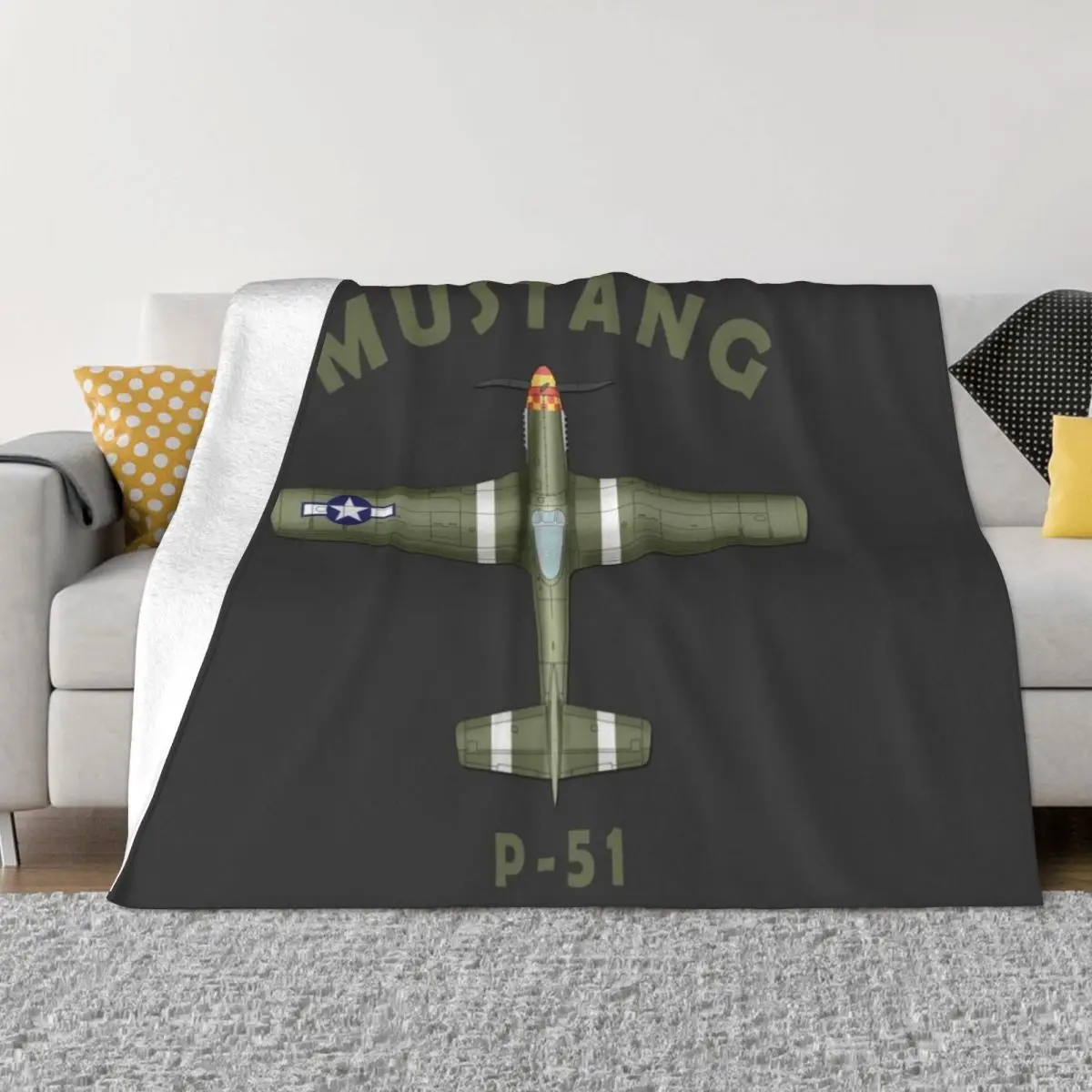 

The P-51 Mustang Blueprint Throw Blanket for winter anime Blankets