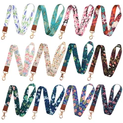 LX1113 Flowers Plants Lanyard Phone Straps For Keys Phone USB ID Badge Holder Hang Rope Key Cord Rose Keychain Neck Straps Gifts