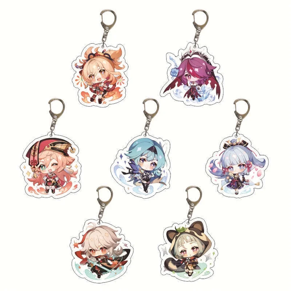 Game Keychain Cosplay Kazuha Ayaka Yoimiya Eula Cute Cartoon Character Car Pendant Arcylic Key Chain